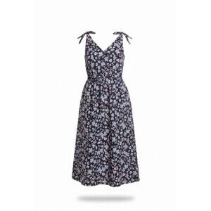 Nation LTD Marcela Tie-Strap Midi Dress Floral Navy Pink NWT Size Small